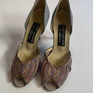 Vintage Stuart Weitzman periwinkle butterfly peep toe D’Orsay pumps